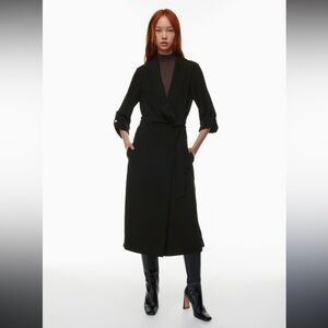 Babaton Aritzia Kahlo Robe Small Elegant Black Long Coat NWOT